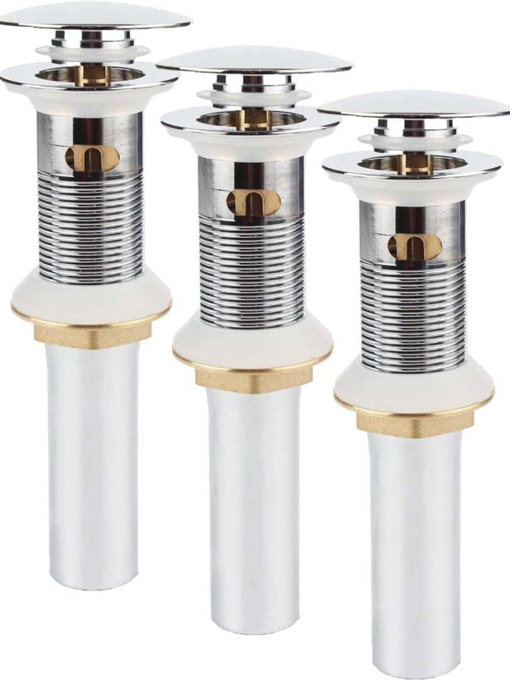Pop Up Sink Drain with Overflow & Detachable Basket Stopper - Polished Chrome, 3